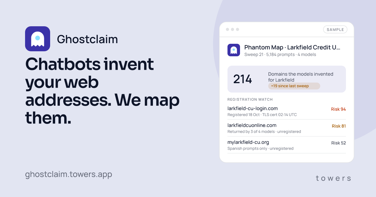 Ghostclaim · Chatbots invent your web addresses. We map them.
